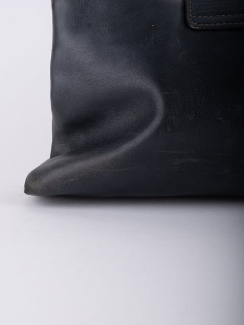 Bvlgari Vintage Black Leather Tote Bag