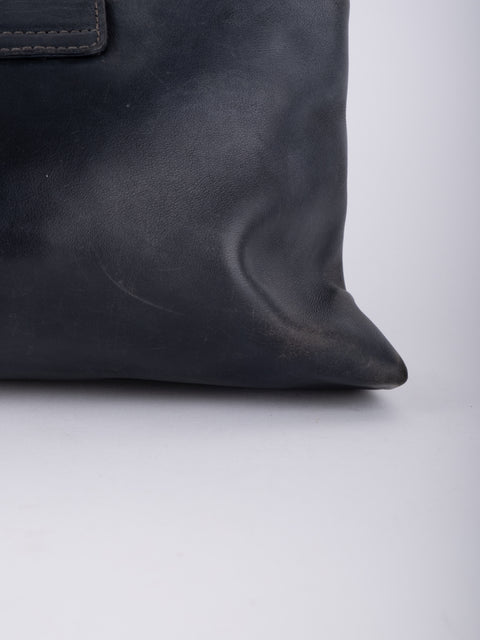 Bvlgari Vintage Black Leather Tote Bag