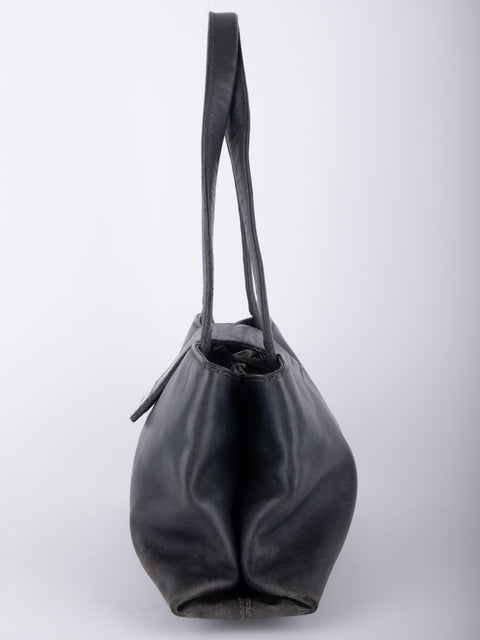 Bvlgari Vintage Black Leather Tote Bag