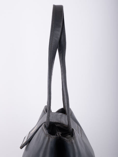Bvlgari Vintage Black Leather Tote Bag