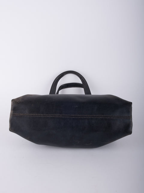 Bvlgari Vintage Black Leather Tote Bag