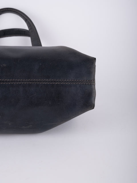 Bvlgari Vintage Black Leather Tote Bag
