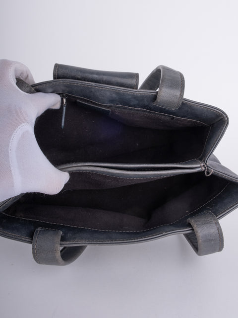 Bvlgari Vintage Black Leather Tote Bag