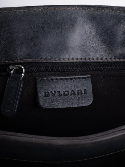 Bvlgari Vintage Black Leather Tote Bag