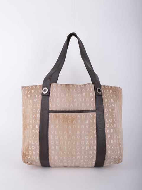 Bvlgari Vintage Beige Monogram Tote Bag