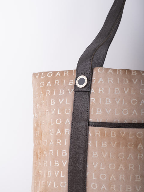 Bvlgari Vintage Beige Monogram Tote Bag