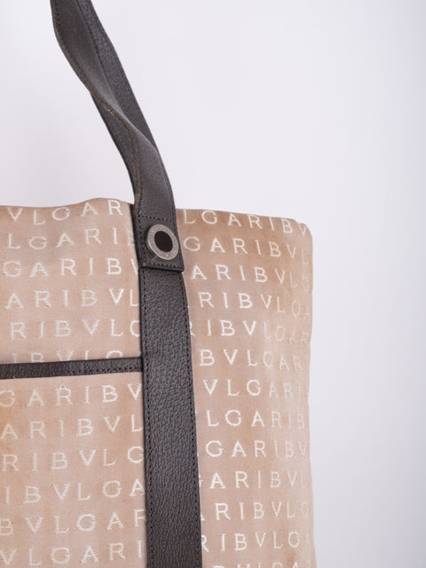 Bvlgari Vintage Beige Monogram Tote Bag