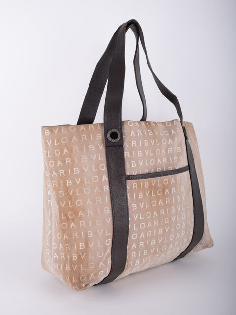 Bvlgari Vintage Beige Monogram Tote Bag