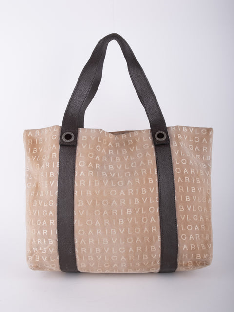 Bvlgari Vintage Beige Monogram Tote Bag