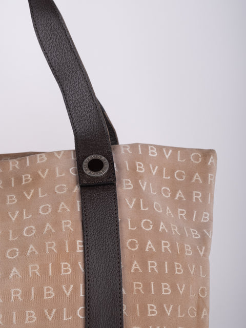 Bvlgari Vintage Beige Monogram Tote Bag