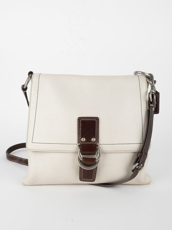 COACH Leather Crossbody Bag White Brown
