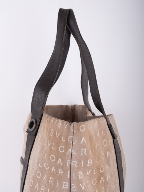 Bvlgari Vintage Beige Monogram Tote Bag