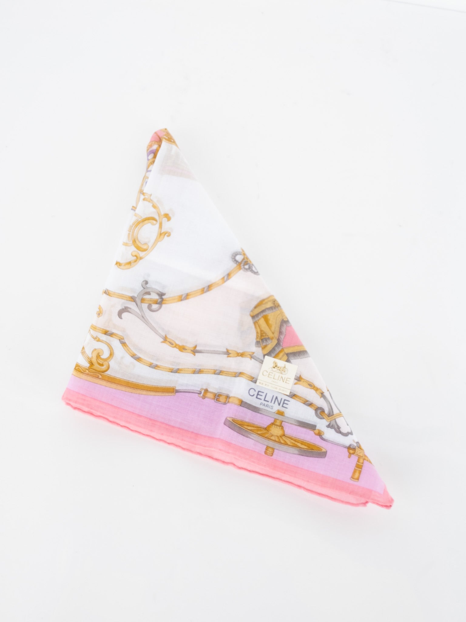 CELINE Pink & Gold Carriage Scarf