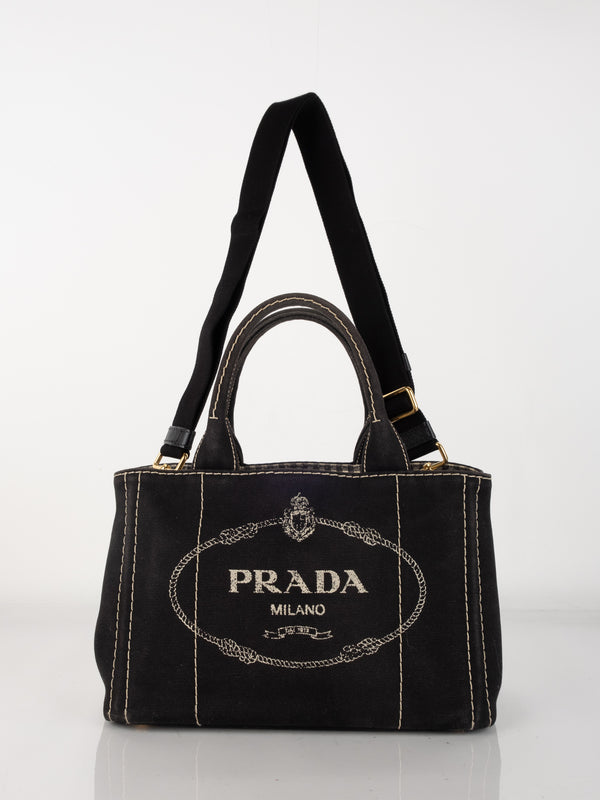 PRADA handbag black canvas