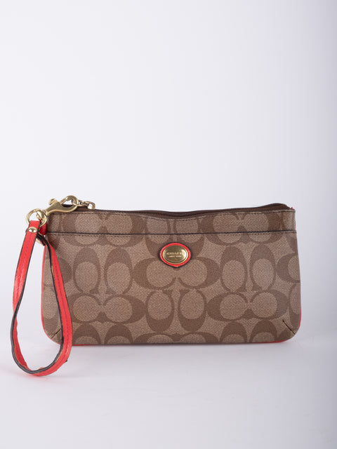 Coach Signature Canvas Wristlet Pouch