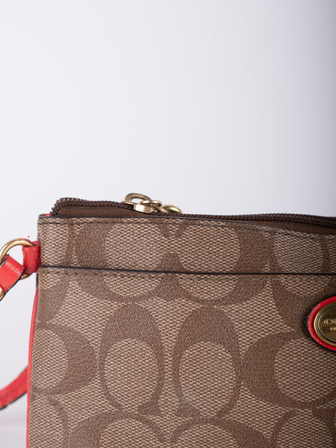 Coach Signature Canvas Wristlet Pouch