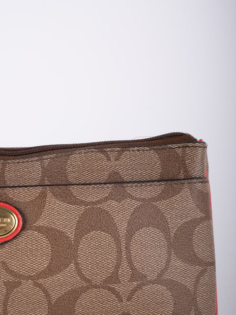 Coach Signature Canvas Wristlet Pouch