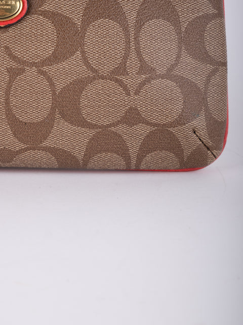 Coach Signature Canvas Wristlet Pouch
