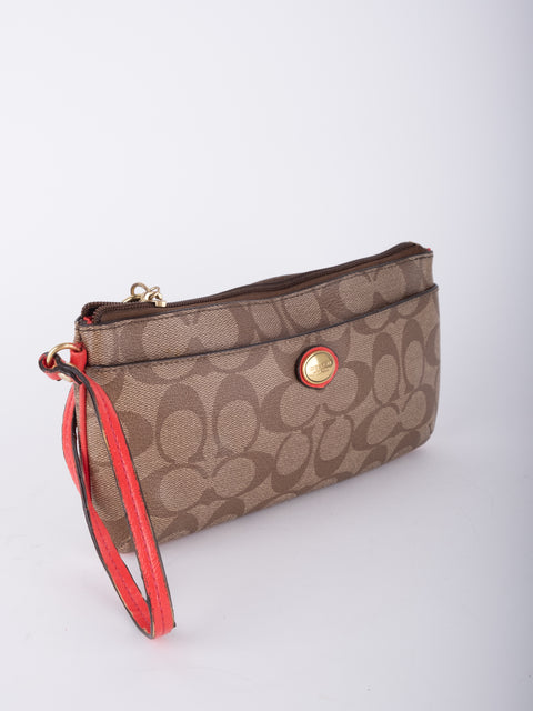 Coach Signature Canvas Wristlet Pouch