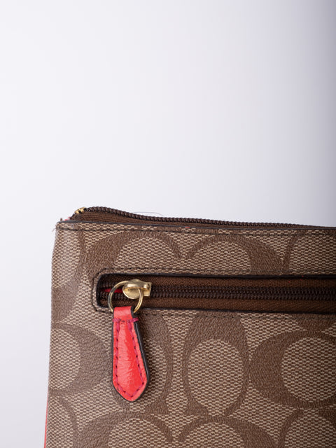 Coach Signature Canvas Wristlet Pouch