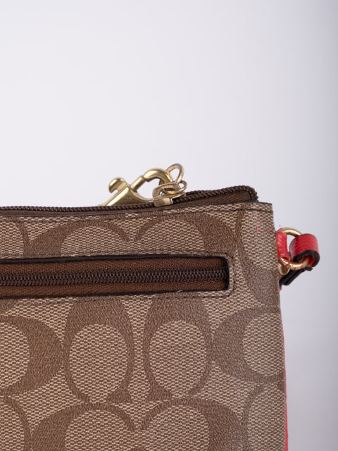 Coach Signature Canvas Wristlet Pouch