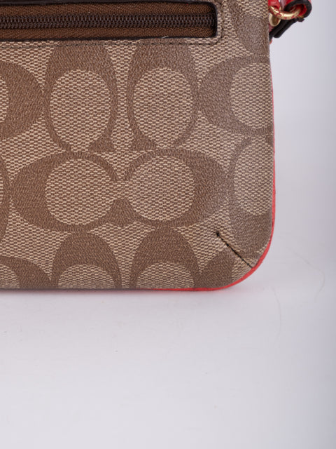Coach Signature Canvas Wristlet Pouch