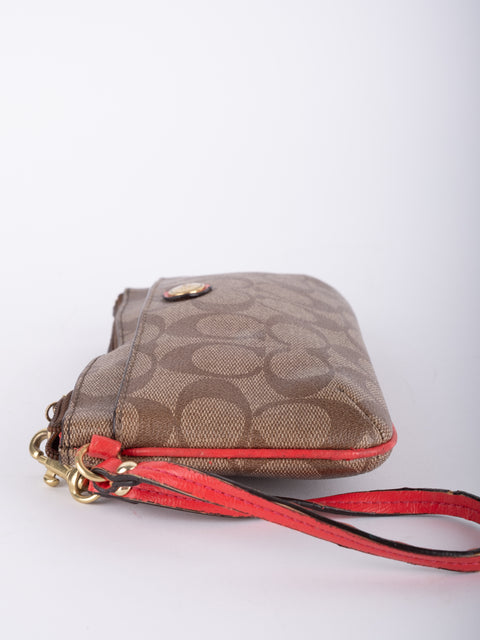 Coach Signature Canvas Wristlet Pouch