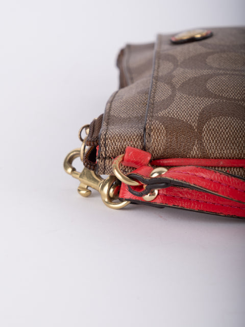 Coach Signature Canvas Wristlet Pouch