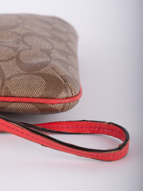Coach Signature Canvas Wristlet Pouch