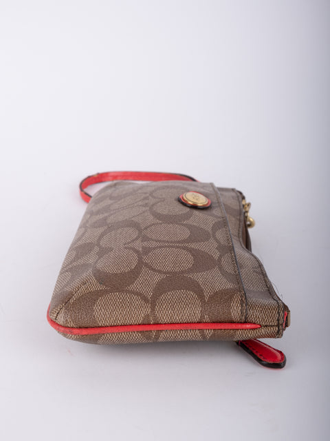 Coach Signature Canvas Wristlet Pouch