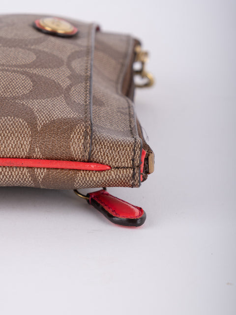 Coach Signature Canvas Wristlet Pouch