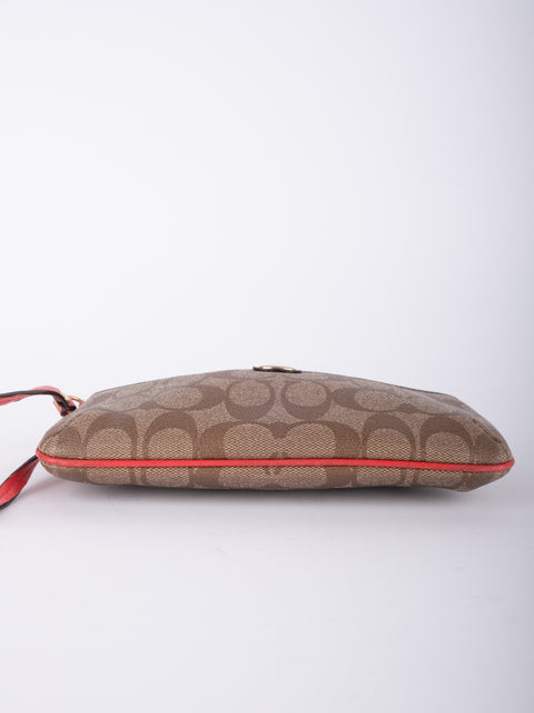 Coach Signature Canvas Wristlet Pouch