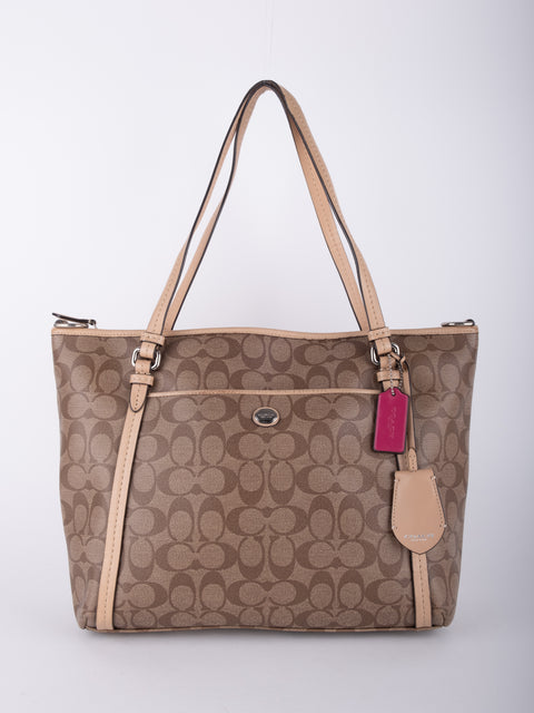 Coach Signature Canvas Beige Tote Bag