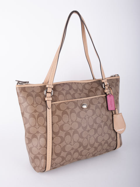 Coach Signature Canvas Beige Tote Bag