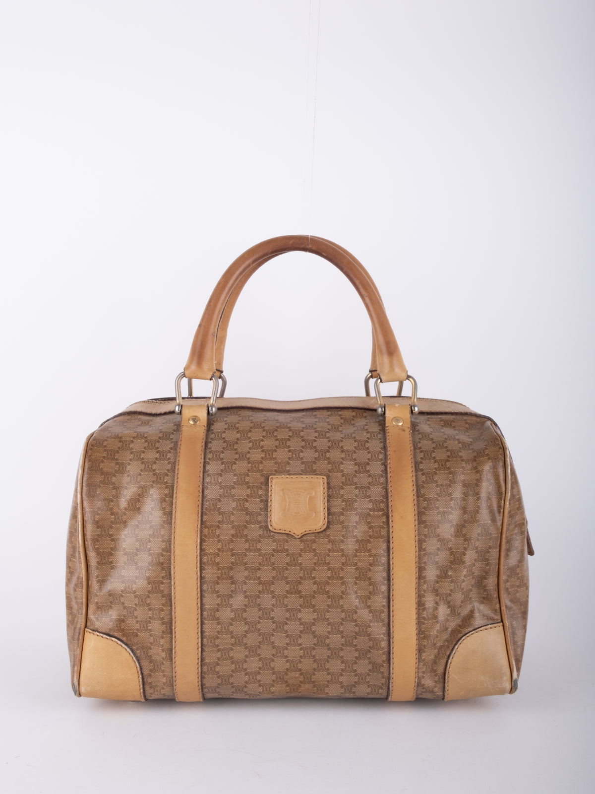 Celine Macadam Beige Vintage Boston Bag