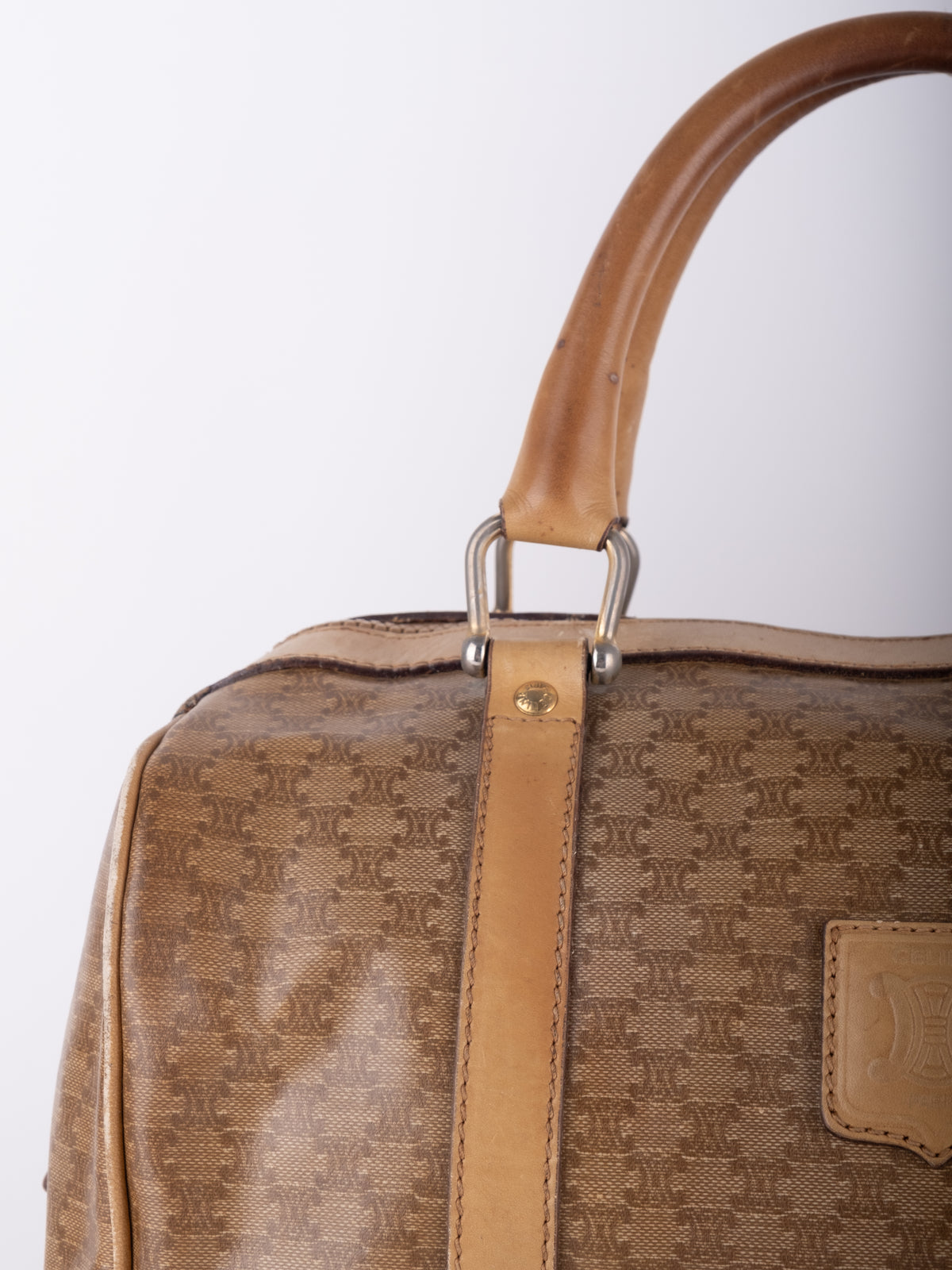 Celine Macadam Beige Vintage Boston Bag