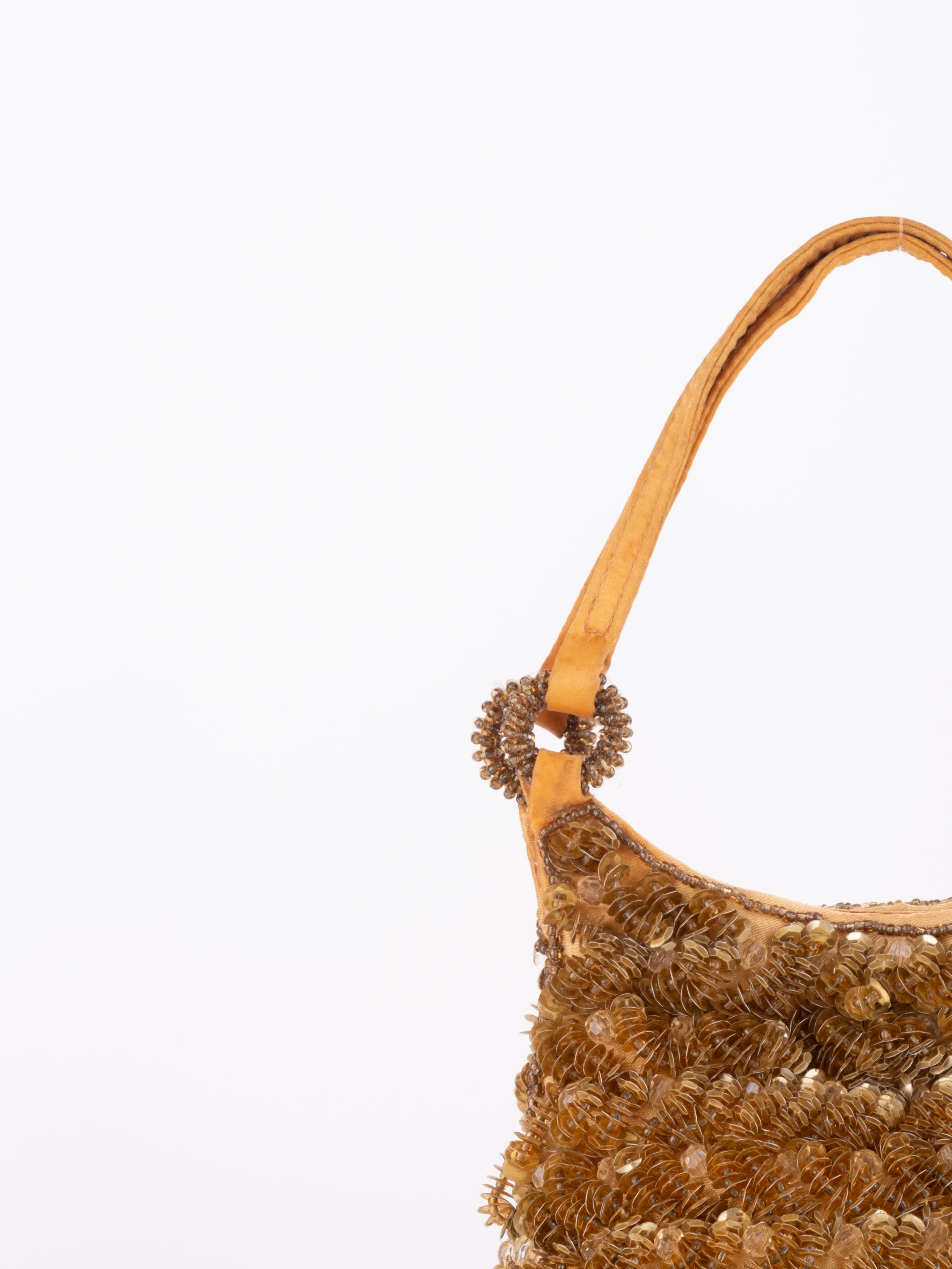 Vintage Handmade Gold Beaded Hobo Bag