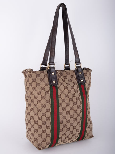 Gucci GG Supreme Web Stripe Tote Bag