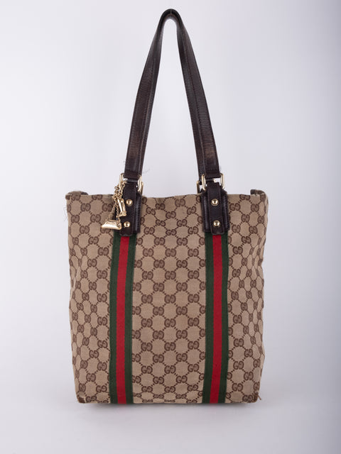 Gucci GG Supreme Web Stripe Tote Bag