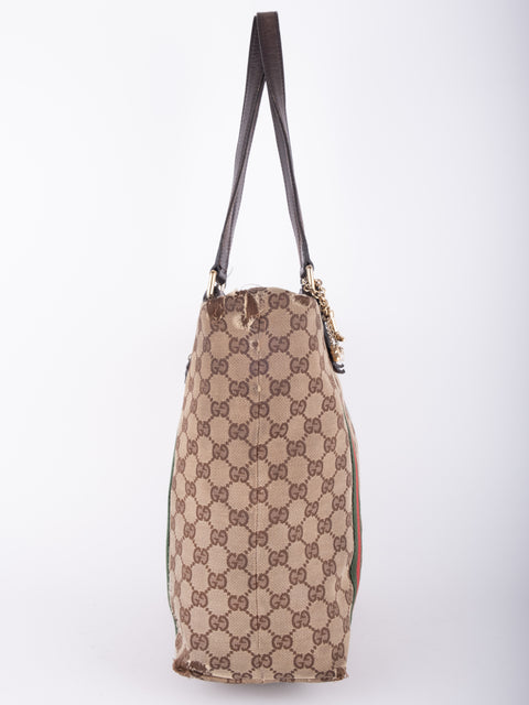 Gucci GG Supreme Web Stripe Tote Bag