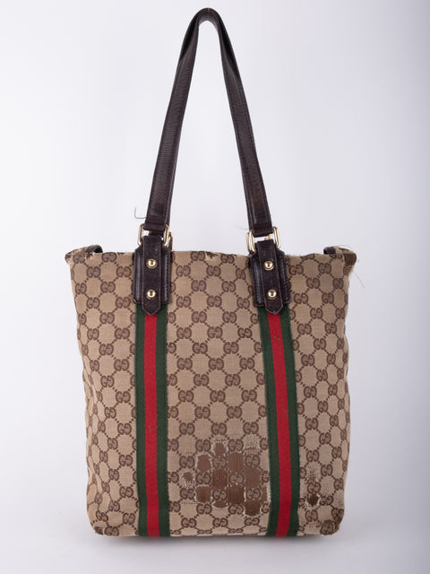 Gucci GG Supreme Web Stripe Tote Bag