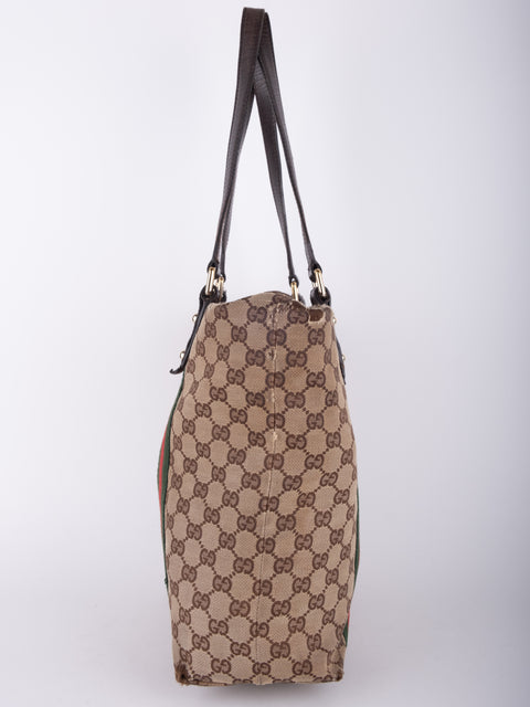 Gucci GG Supreme Web Stripe Tote Bag