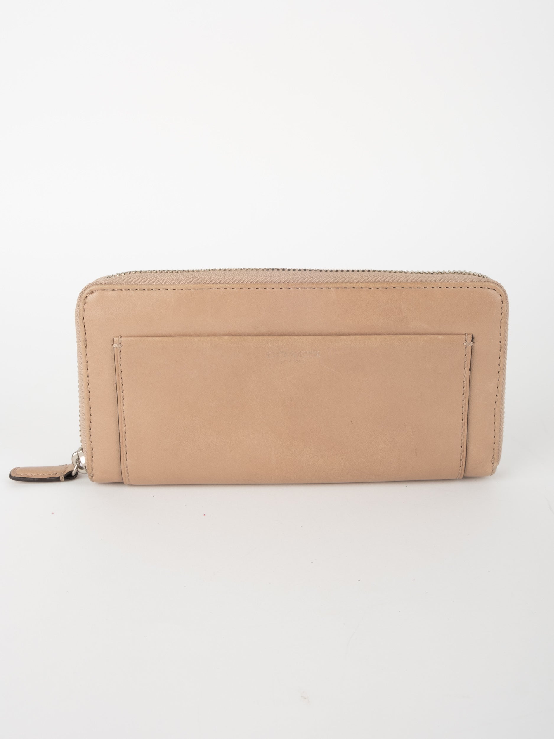 COACH Leather Zip Wallet Nude