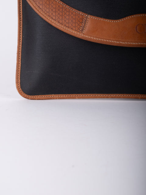dior Vintage Black Leather Envelope Clutch