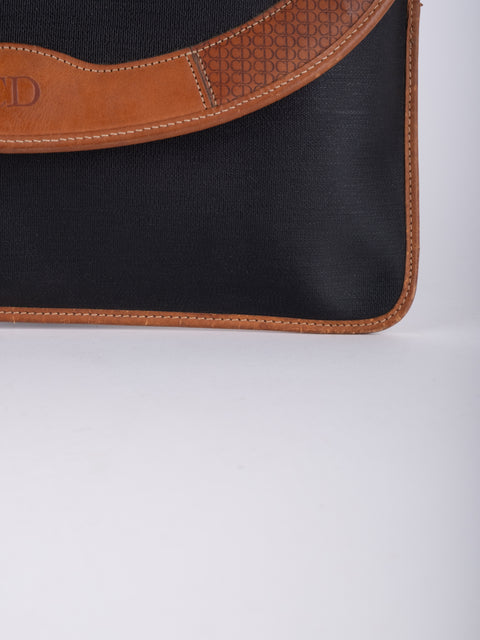 dior Vintage Black Leather Envelope Clutch