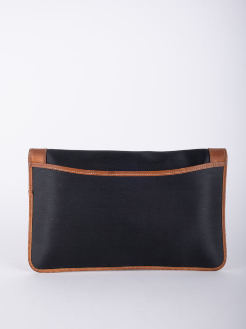 dior Vintage Black Leather Envelope Clutch
