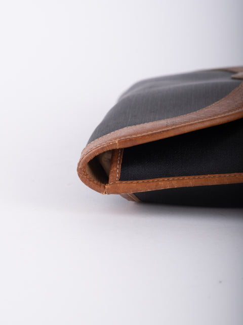 dior Vintage Black Leather Envelope Clutch