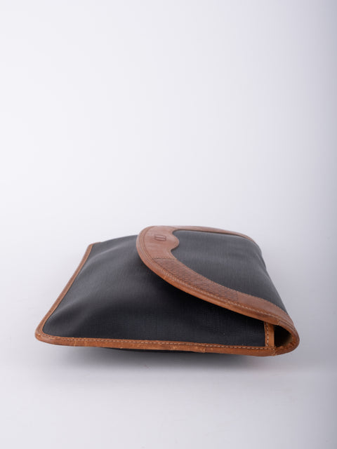 dior Vintage Black Leather Envelope Clutch