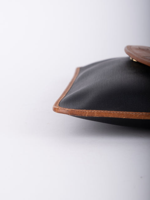 dior Vintage Black Leather Envelope Clutch