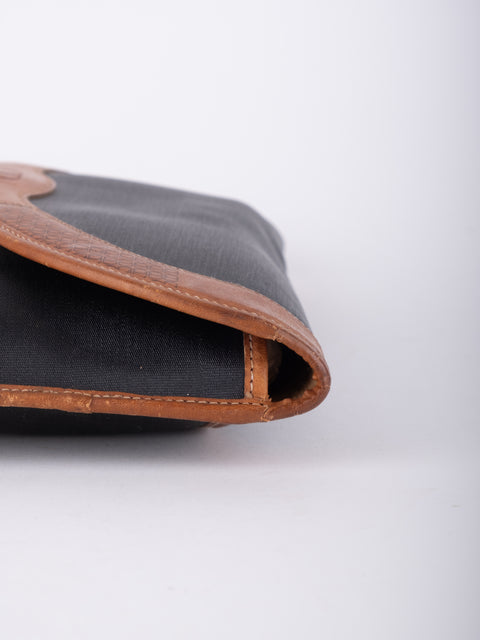 dior Vintage Black Leather Envelope Clutch